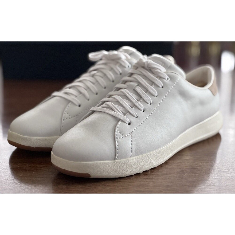 Men's Size 8 Wide Cole Haan GrandPro Tennis White Leather Sneakers C22584 NIB